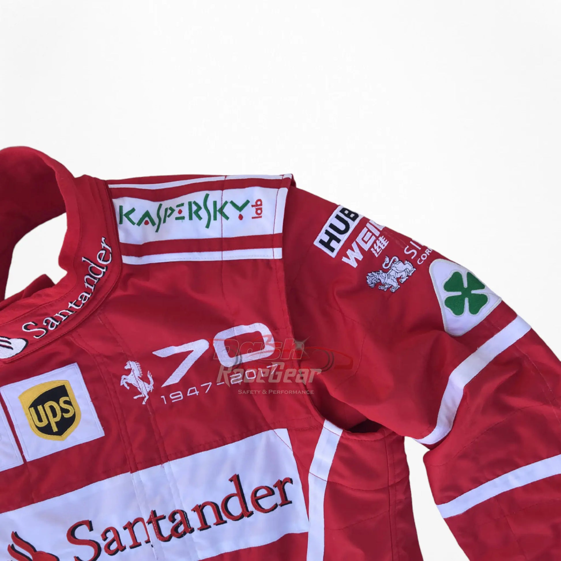 2017 Sebastian Vettel Ferrari 70th Anniversary F1 Embroidered Racing Suit -Monza GP